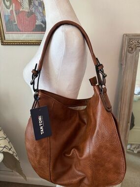 Brown Leather Shoulder Bag and Purse Set👜